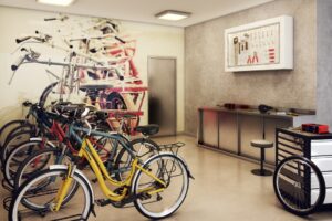 Bicicletßrio no subsolo para moradores